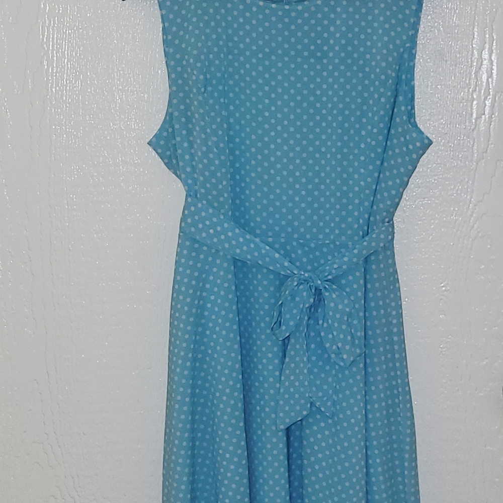 Zeagoo Blue Polka Dot Midi Dress
